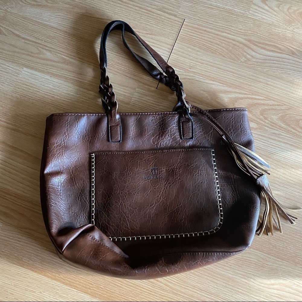 Weimeibaige Connie Wilderness Brown Vegan Leather Tote Bag